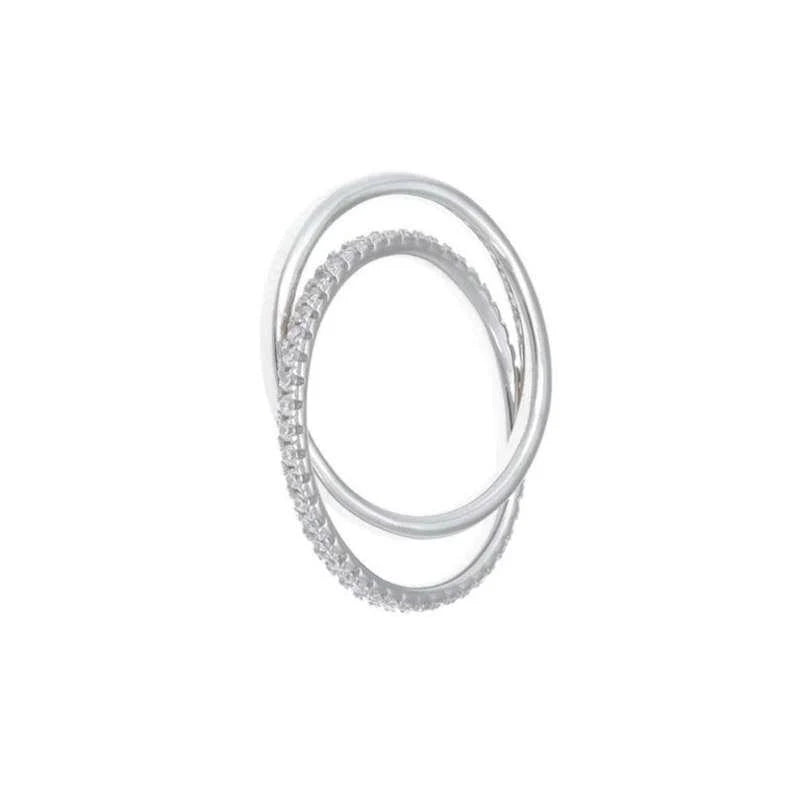 Anillo Plata De Ley 925 Doble Liso Piedras
