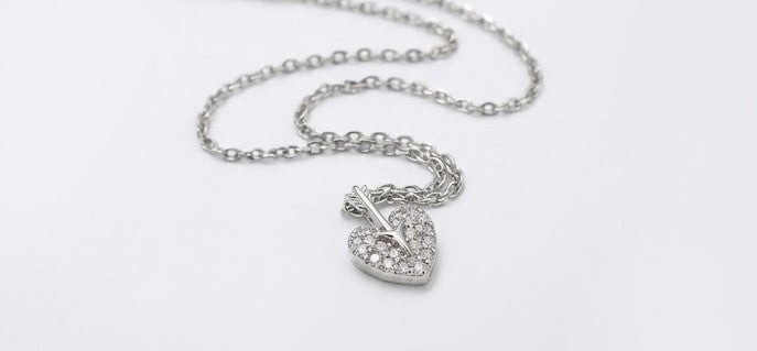 Collar Plata 925 Corazón Flecha Circonitas
